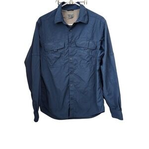 Columbia Men's Long Sleeve Fishing Shirt Titanium Blue Omni Shield Shirt M  F26